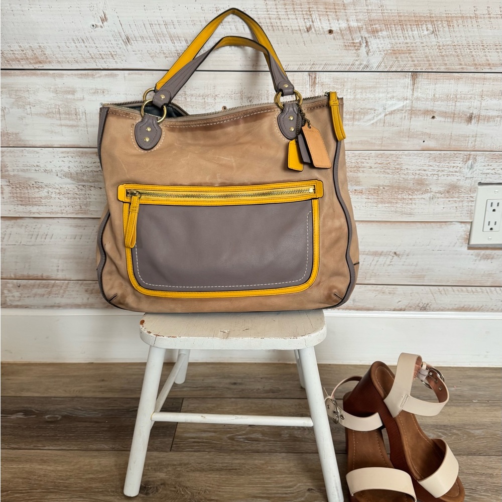 Stylish Tan and Yellow Women's Bag